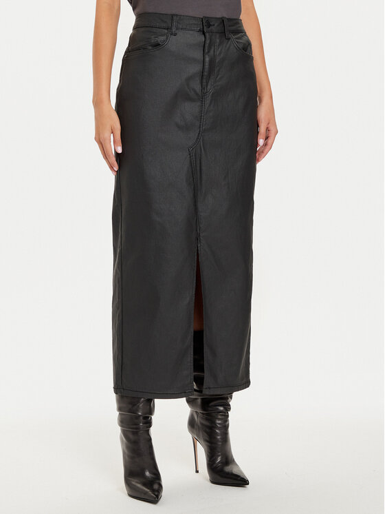Noisy May Noisy May Fustă din imitație de piele Kath 27031002 Negru Regular Fit