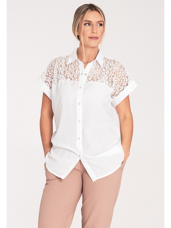 FIGL FIGL Bluzka M1073 Biały Regular Fit