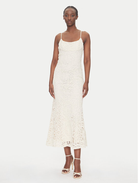BARDOT BARDOT Cocktail obleka 57998DB6 Écru Slim Fit