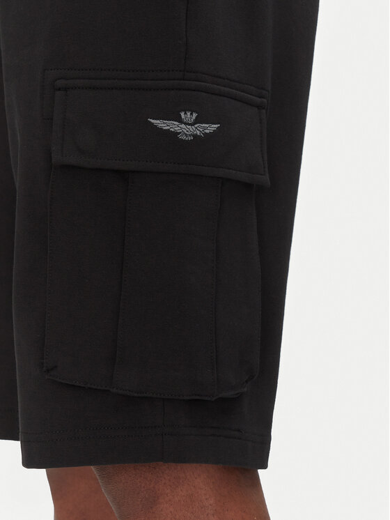 Aeronautica Militare Aeronautica Militare Pantaloni scurți sport 251BF025F459 Negru Regular Fit