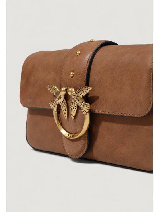 PINKO PINKO Σάκος LOVE ONE MINI SLOUCHY FL PELLE Καφέ