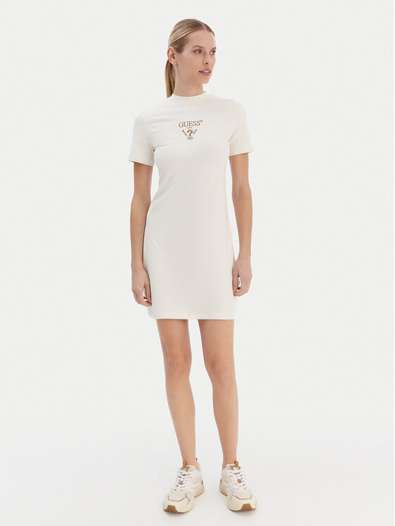 Guess Guess Rochie de zi V4YK02 KCDH1 Écru Regular Fit