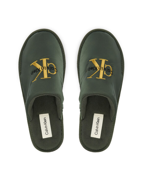 Calvin Klein Calvin Klein Naminės šlepetės Hotel Slipper Mono Embro YM0YM01392 Žalia