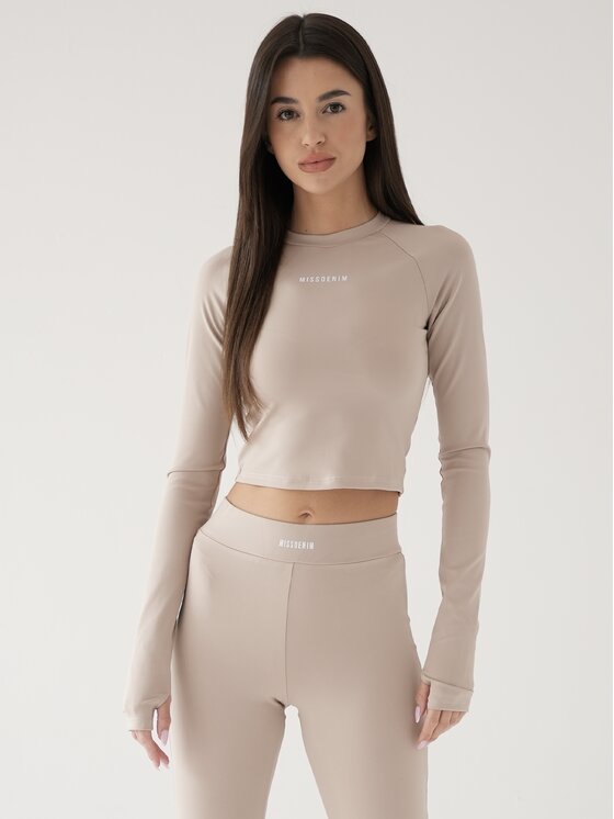 MissDenim MissDenim Longsleeve Soft Touch Beżowy Second Skin Fit