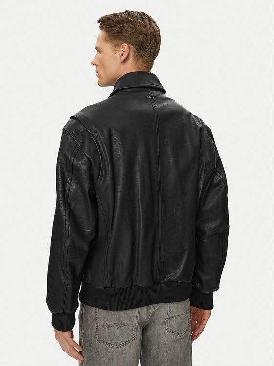 BOSS BOSS Geacă de piele Josual 50568175 Negru Regular Fit