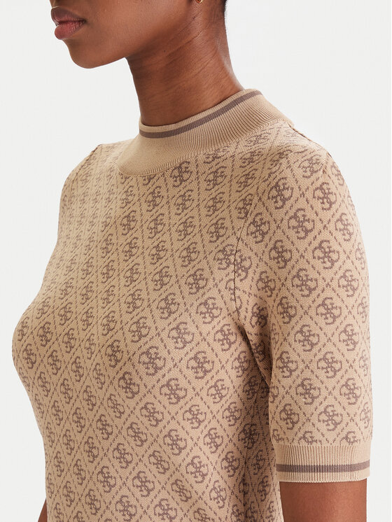 Guess Guess Úpletové šaty W3YK39 Z37K0 Béžová Slim Fit