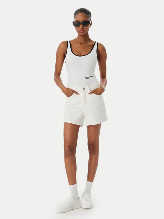 Karl Lagerfeld Jeans Karl Lagerfeld Jeans Pantaloncini di jeans B2W10066 Bianco Regular Fit