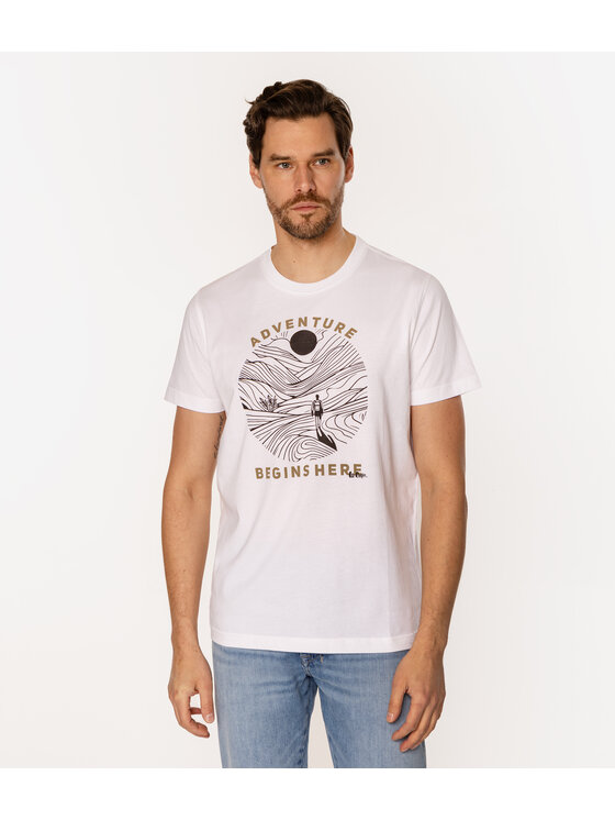 Lee Cooper Lee Cooper T-Shirt ADVENTURE 1145 Biały Regular Fit