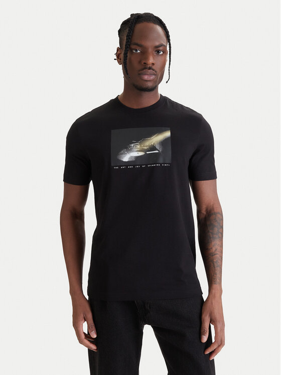 BOSS Tricou Dj 50561846 Negru Regular Fit