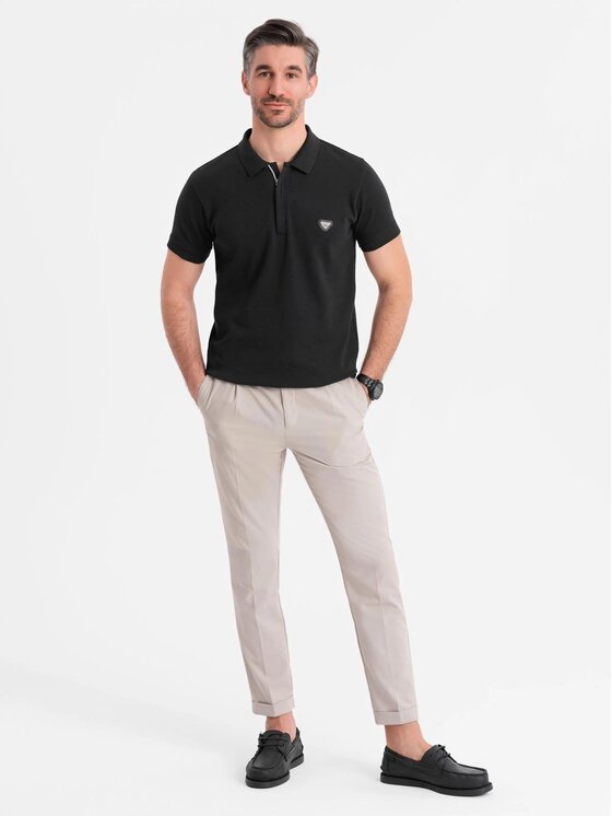 Ombre Ombre Polo OM-POSS-0148 Czarny Regular Fit
