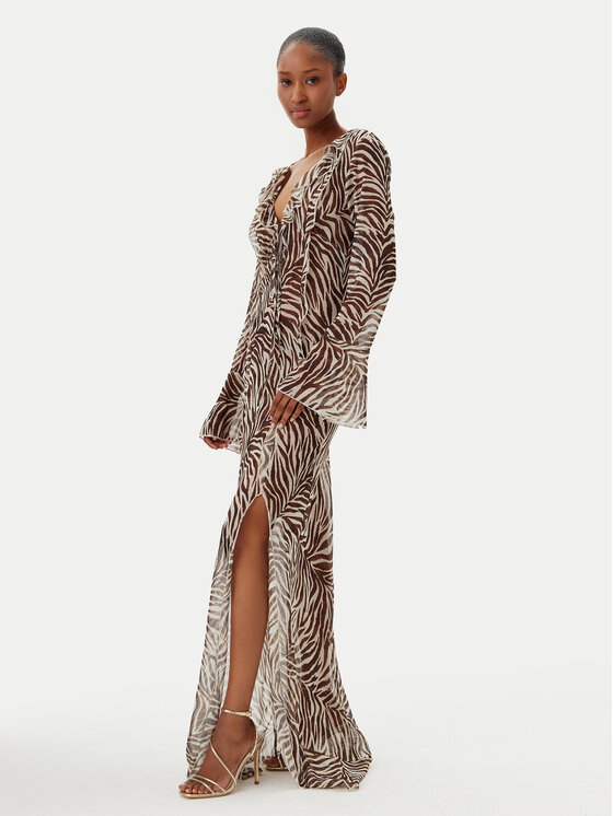 Haveone Haveone Rochie de seară AVS-N043 Maro Slim Fit