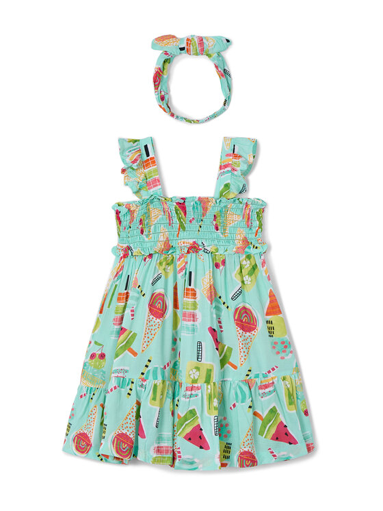 Mayoral Mayoral Vestito estivo 3939 Verde Regular Fit