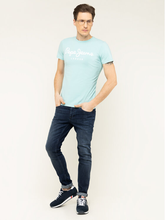 Pepe Jeans Pepe Jeans T-shirt Original Stretch PM501594 Bleu Slim Fit