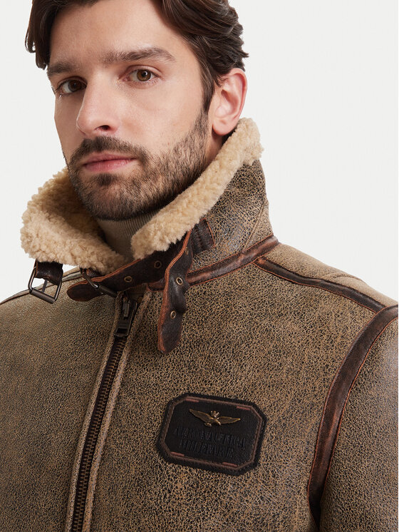 Aeronautica Militare Aeronautica Militare Kurtka skórzana 262PN0165U100876 Brązowy Regular Fit