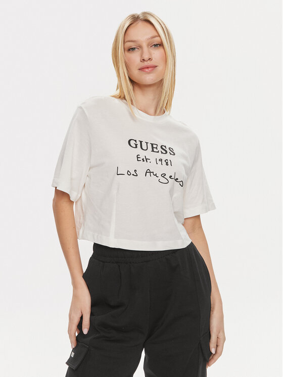 Guess Guess Tricou Dakota V4GI13 JA914 Écru Boxy Fit