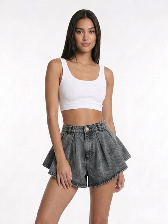 MissDenim MissDenim Szorty jeansowe Skorts Szary Regular Fit