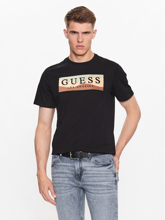 Guess Guess Tricou M3YI90 K9RM1 Negru Slim Fit