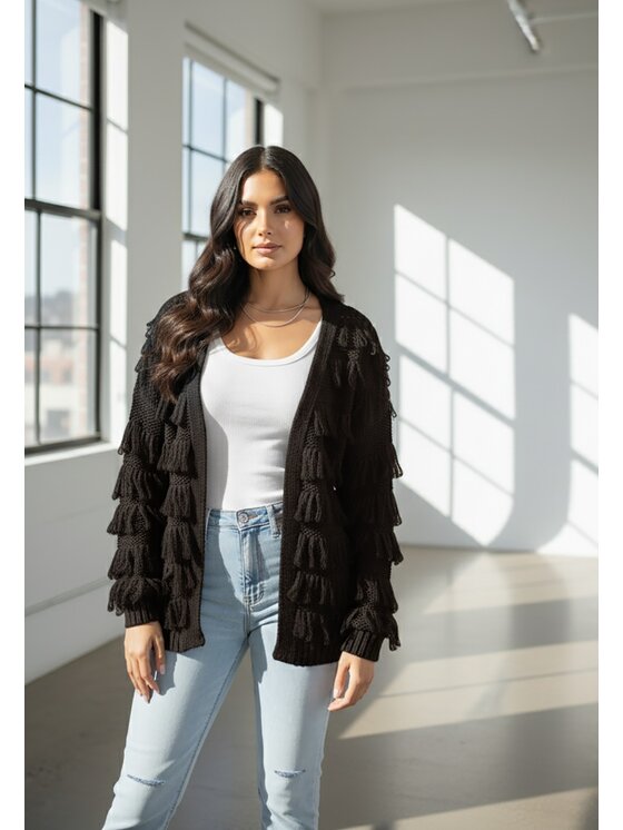 FIGL FIGL Kardigan M1259 Hnědá Regular Fit