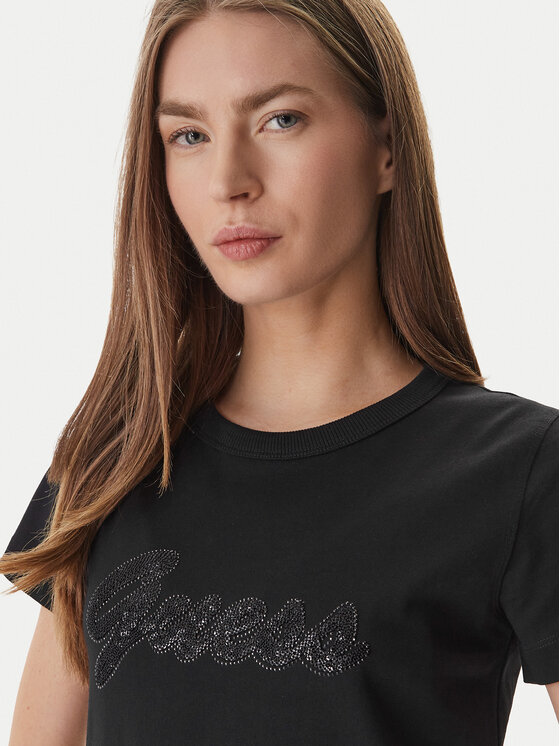 Guess Guess Tricou W6GI08 K3023 Negru Regular Fit