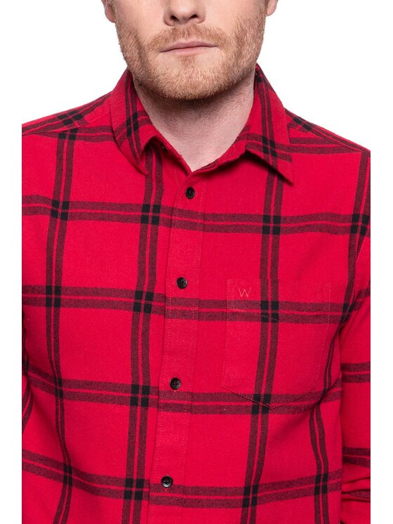 Wrangler Wrangler Camicia LS 1PKT SHIRT Rosso Regular Fit
