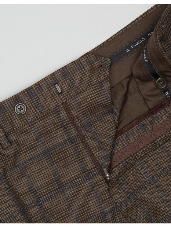 Borgio Borgio Spodnie garniturowe mileto Brązowy Slim Fit