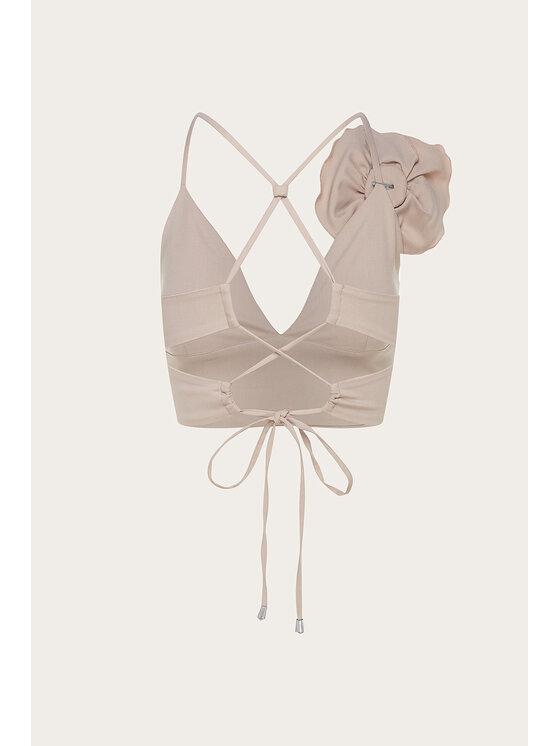 Chérir Paris Chérir Paris Bluzka z różą 3D Beżowy Regular Fit