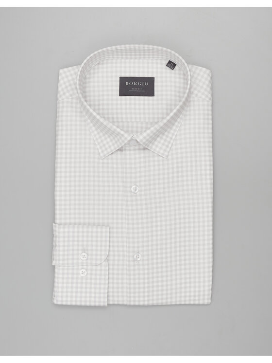 Borgio Borgio Koszula matera_00601 Beżowy Slim Fit