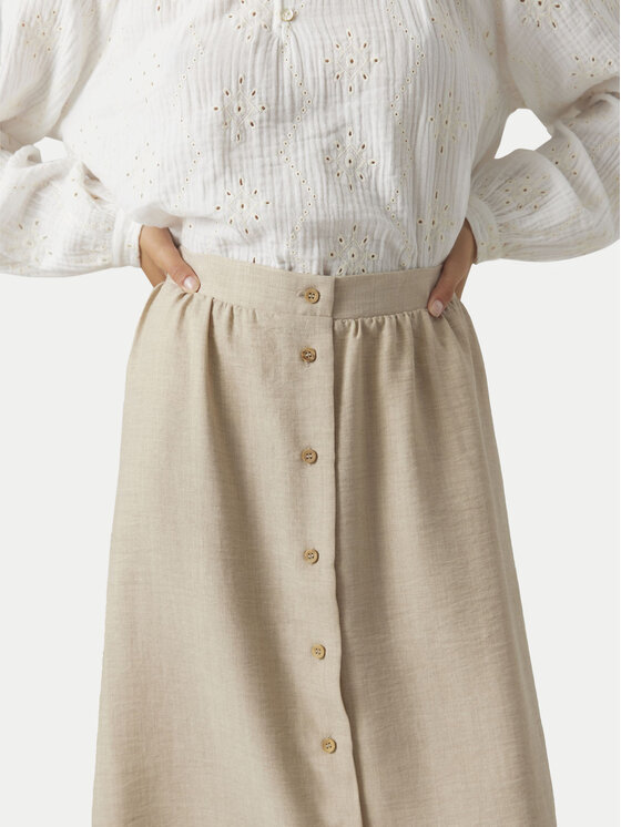 Vero Moda Vero Moda Spódnica midi Melaney 10304134 Beżowy Regular Fit