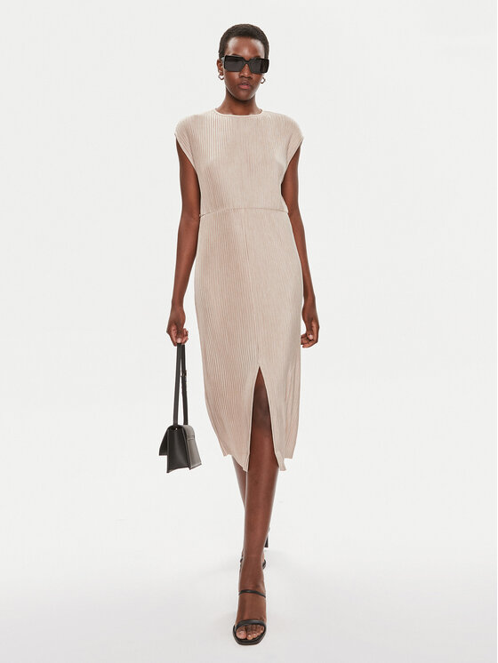 BOSS BOSS Коктейлна рокля Emaura 50521881 Бежов Regular Fit