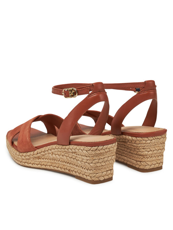 Tommy Hilfiger Tommy Hilfiger Espadrile Leather & Suede Mid Wedge Espad FW0FW08804 Rjava