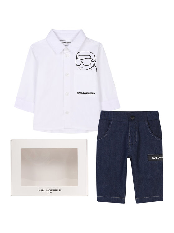 Karl Lagerfeld Kids Karl Lagerfeld Kids Комплект сорочка і тканинні штани Z30505 S Cиній Regular Fit