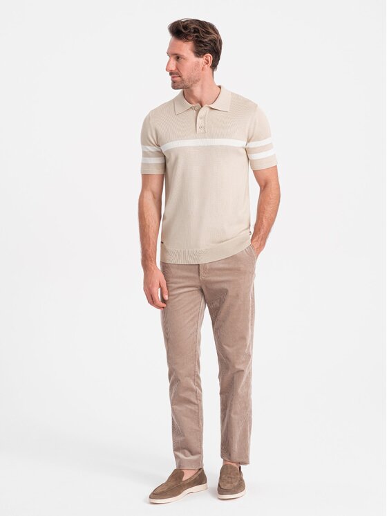 Ombre Ombre Polo OM-POSS-0118 Beżowy Regular Fit
