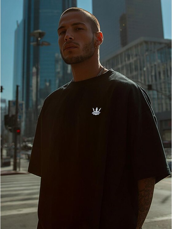 Jigga Wear Jigga Wear T-Shirt Koszulka Z Krótkim Rękawem luźna boksy 129554 Czarny Boxy Fit
