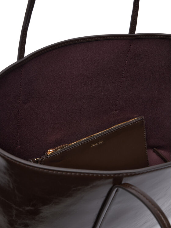 Calvin Klein Calvin Klein Borsetta Foil Logo Glossy Tote W/ Pouch LV04F3537G Marrone