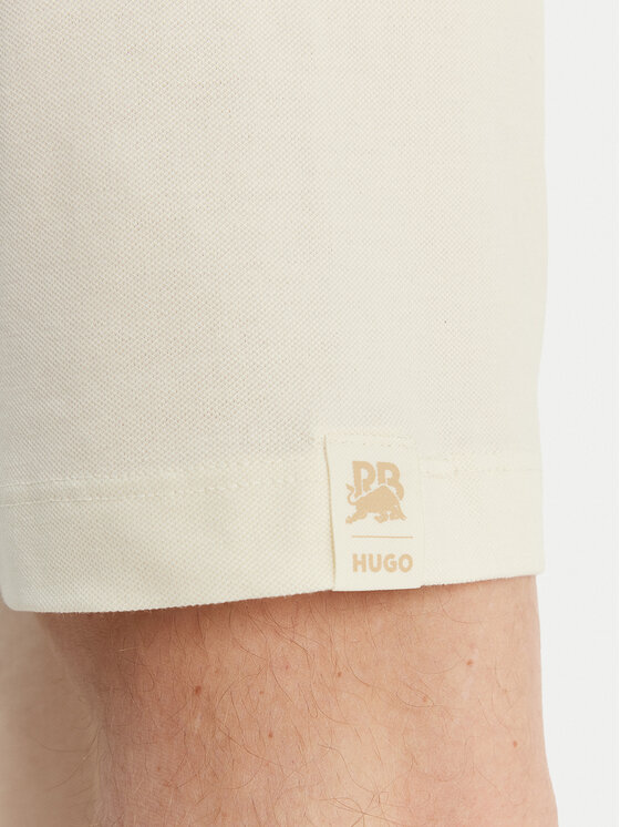 HUGO HUGO Тениска с яка и копчета Dunios_RB 50559650 Бежов Regular Fit