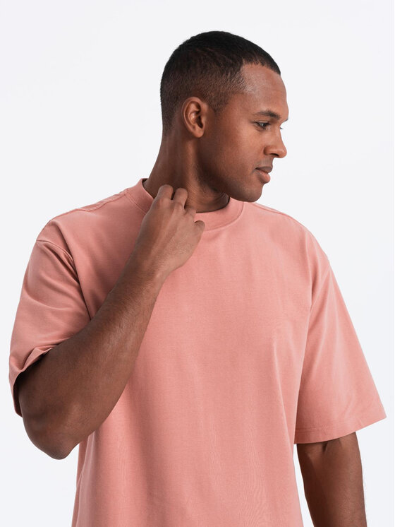 Ombre Ombre T-Shirt OM-TSBC-0234 Różowy Loose Fit