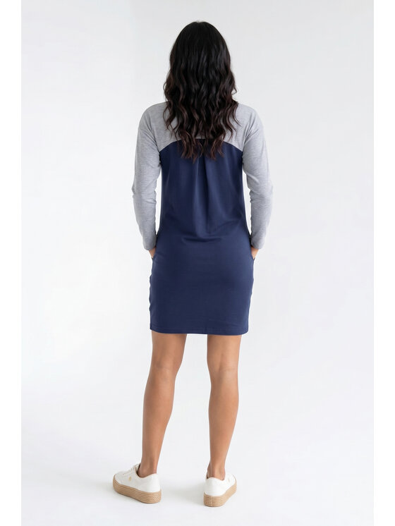 FIGL FIGL Každodenné šaty M1359 Tmavomodrá Straight Fit