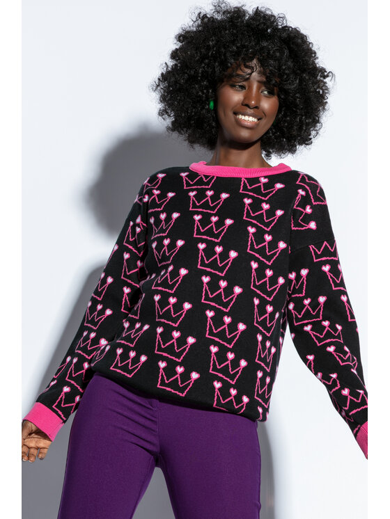 Fobya Fobya Sweter F1810 Czarny Regular Fit