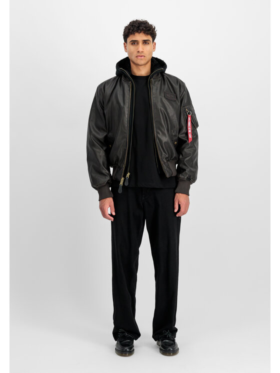 Alpha Industries Alpha Industries Kurtka skórzana MA-1 D-Tec Faux Leather Bomber Jacket Brązowy Slim Fit