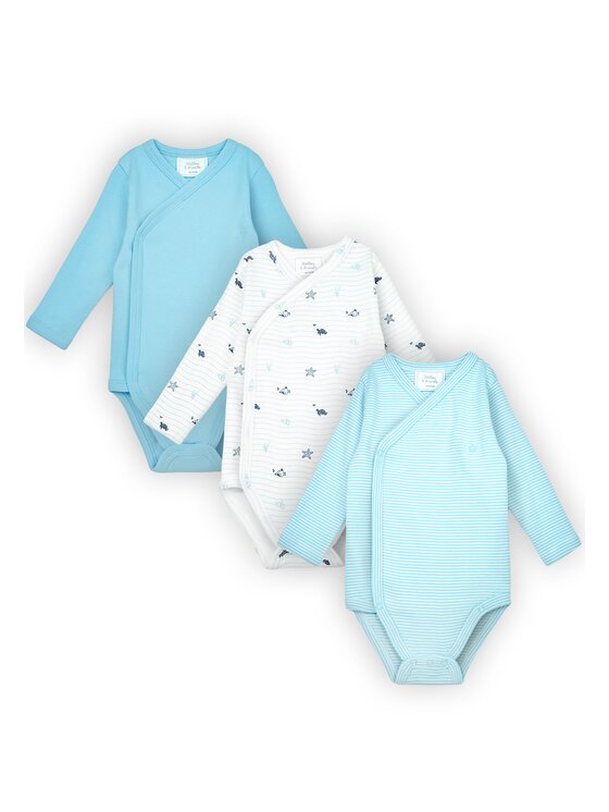 Stellou & friends Stellou & friends Komplet body dziecięcych Long Sleeve CROSS-BODY Niebieski