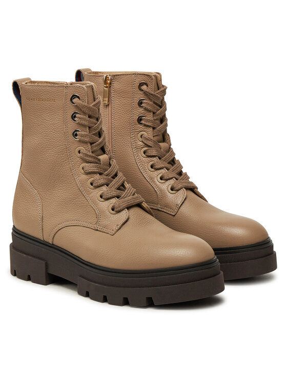 Tommy Hilfiger Tommy Hilfiger Μποτάκια Bicolor Leather Lace-Up FW0FW08160 Μπεζ