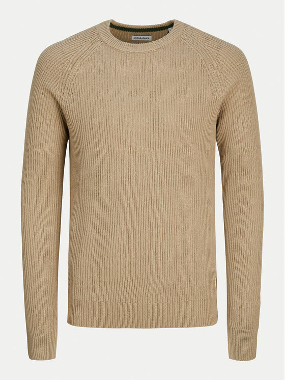 Jack & Jones Jack & Jones Sweter Pannel 12258471 Beżowy Regular Fit