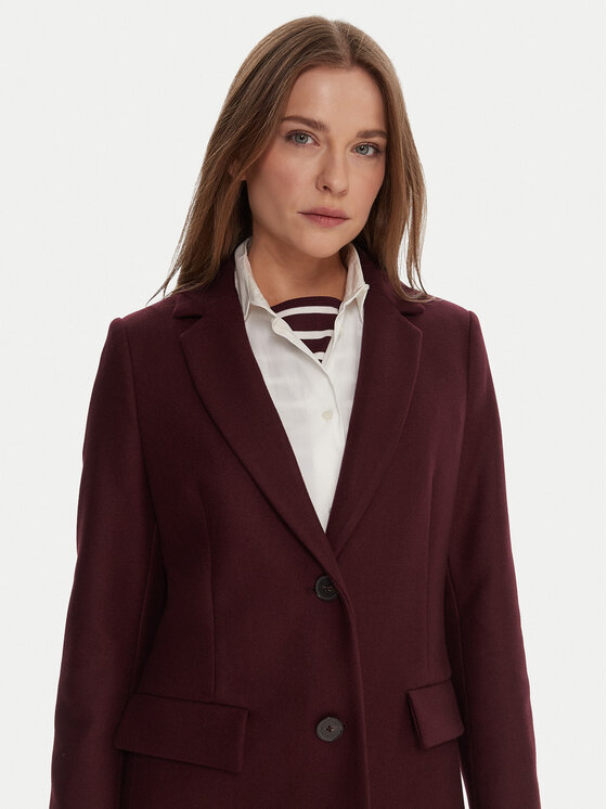 Tommy Hilfiger Tommy Hilfiger Palton de lână WW0WW46547 Vișiniu Regular Fit