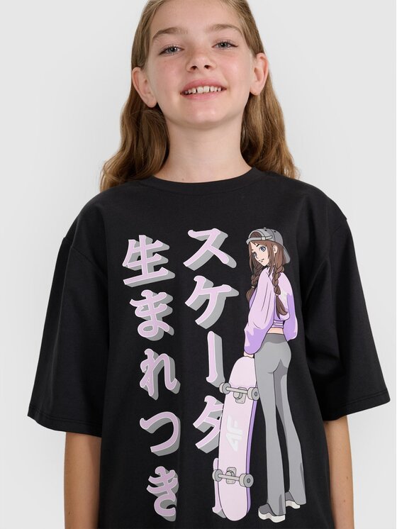 4F 4F T-Shirt BLUE VACATION Czarny Oversize