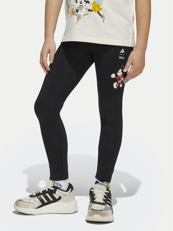 adidas adidas Colanți Disney Mickey Mouse JF3647 Negru Slim Fit