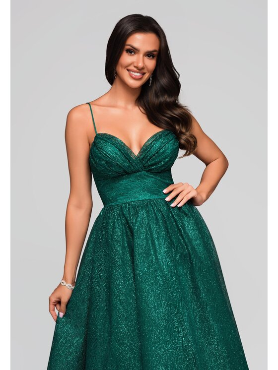 Ombre Ombre Sukienka wieczorowa LA-OM-DLR193 Zielony Regular Fit