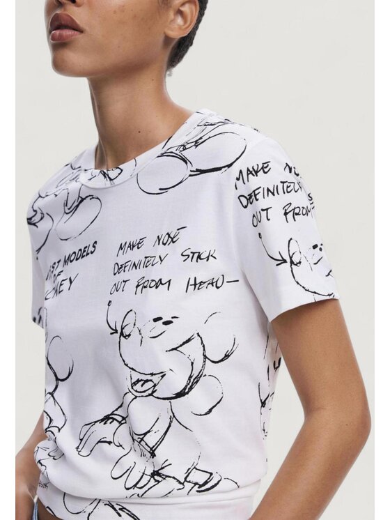 Desigual Desigual T-Shirt TS_MICKEY SKETCH Λευκό Casual Fit