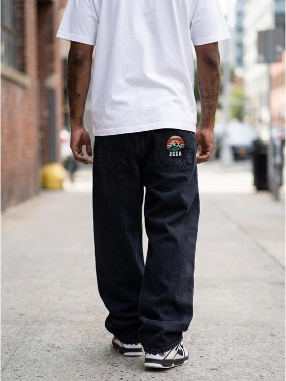 Jigga Wear Jigga Wear Jeansy Góry bagy luźne szerokie 130761 Czarny Baggy Fit