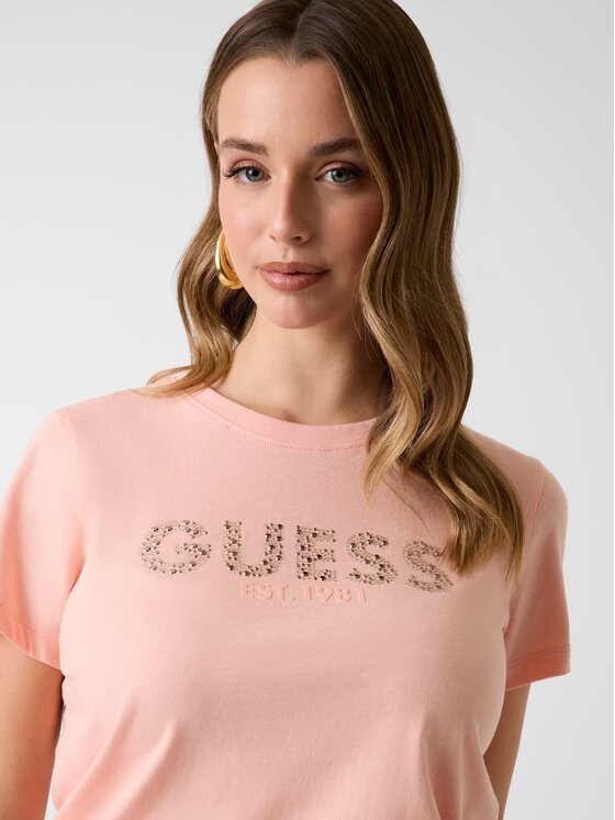 Guess Guess Marškinėliai 182375 Rožinė Classic Fit