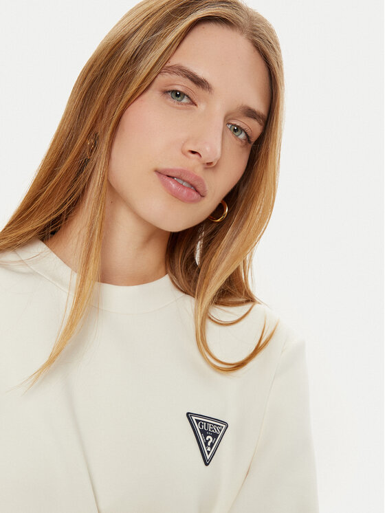 Guess Guess Majica dugih rukava Ann V4BQ23 KBCK2 Écru Regular Fit